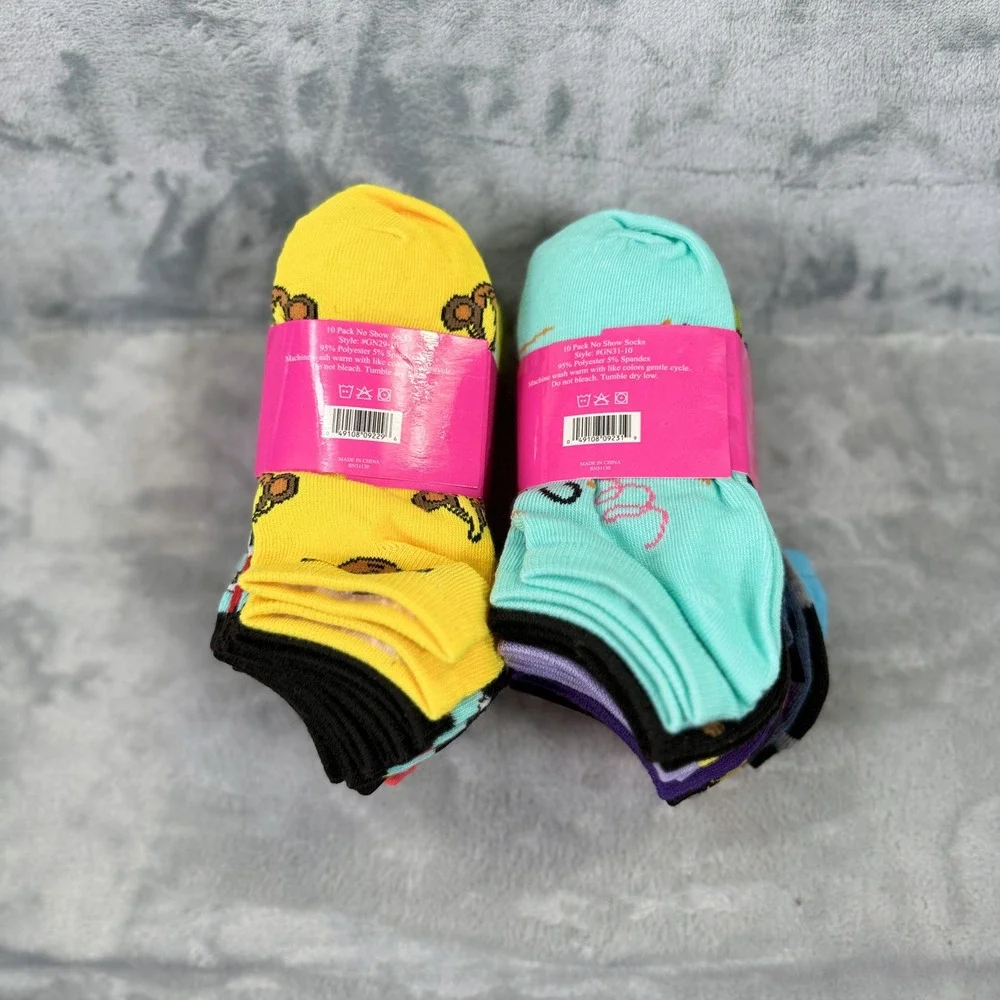 Girls No Show Socks 20 Pair Bundle Multi Color Low Cut Size 6-8 GN29-10 GN31-10